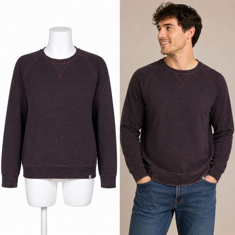 The North Face Sweatshirt Mens L Burgundy Crewneck Raglan Cotton Blend Pullover